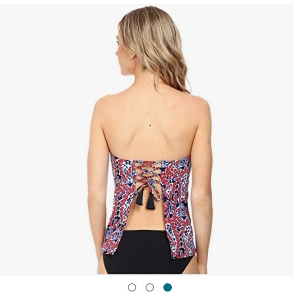 New Michael Michael Kors Angelina Open Back Lace-Up Bandini Top Red Blaze - Picture 3 of 12